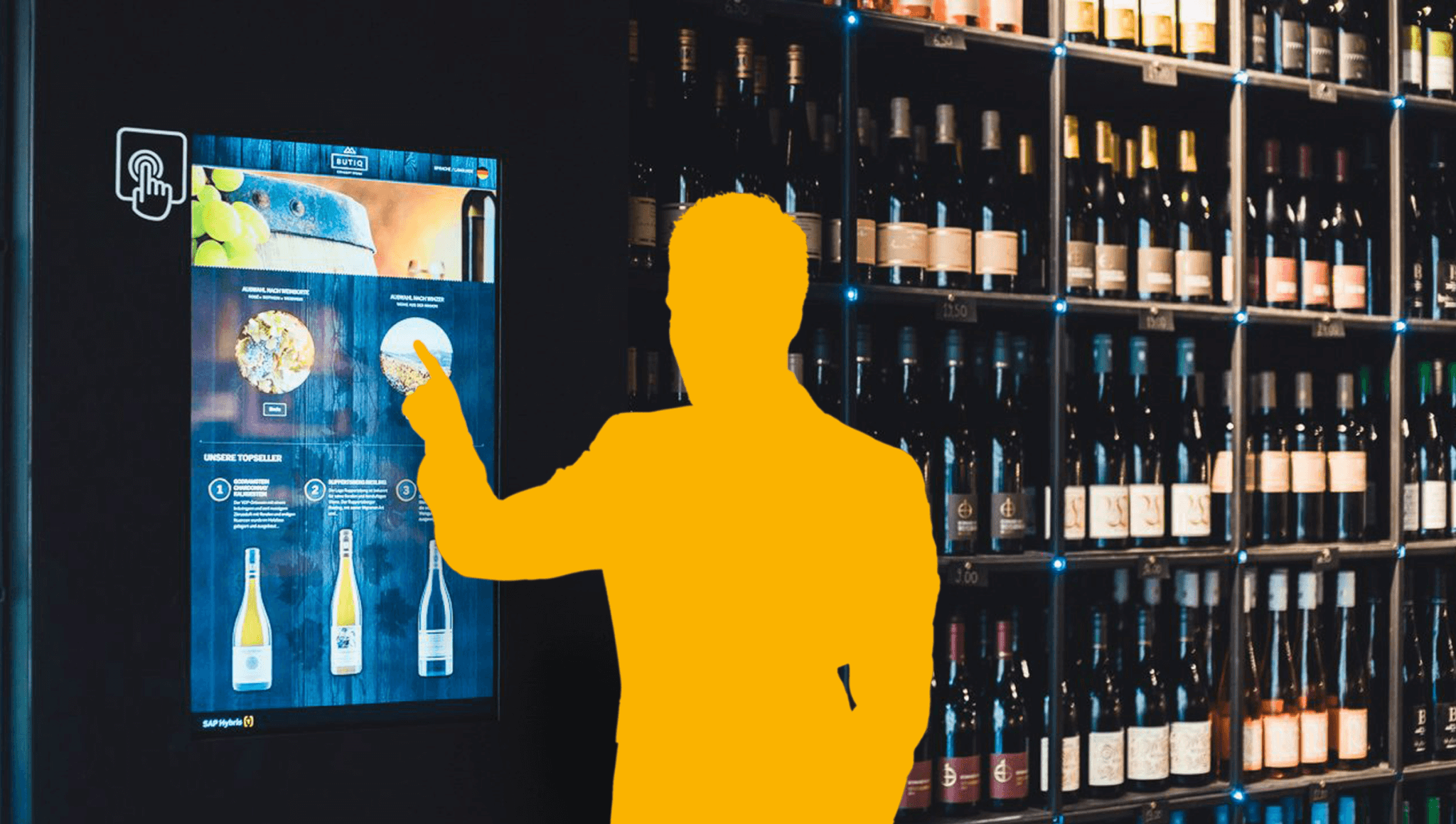 DIGITALE VERKAUFSFÖRDERUNG AM REGAL MIT DIGITAL SIGNAGE DIE BLICKE