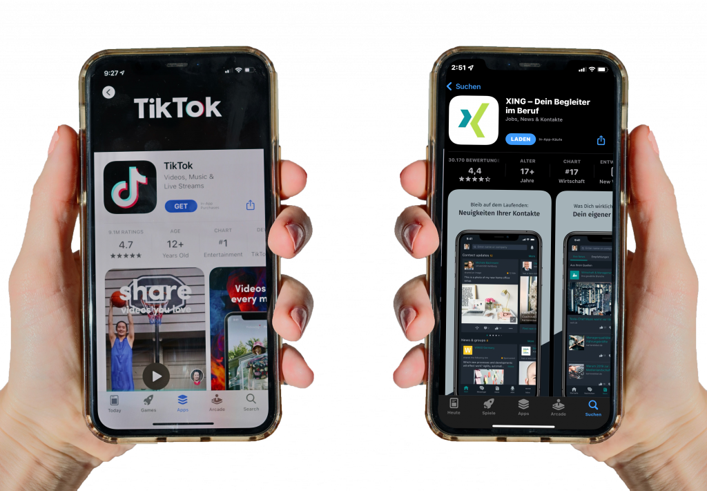 TikTok XING App auf Smartphone